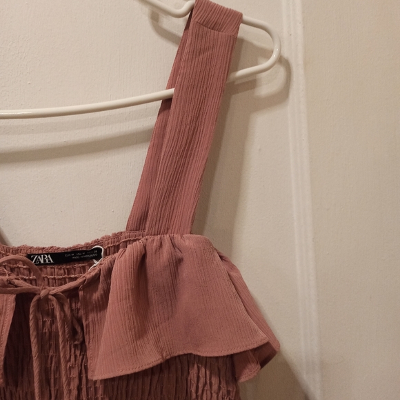 Derek Heart Smocked Maxi Dress ZS medium Pink Boho Peasant Strapless Pullover - Picture 5 of 14